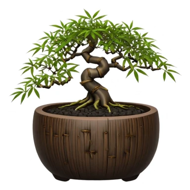 Shohin egg-shaped dark bamboo bonsai pot sticker