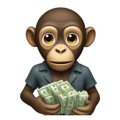 monkey holding stack of money  sticker