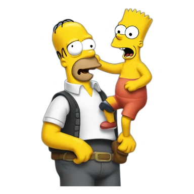 Homer  holding a motionless Bart Simpson in the air after he lost his temper sticker