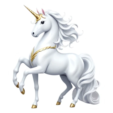 cinematic-beautiful-white-unicorn-full body-emoji,-poised-and-regal,-with-a-slender,-ethereal-form-draped-in-a-pristine-white-color,-a-flowing-mane-and-tail,-and-a-glistening,-spiraled-horn-that-radiates-pure-light,-simplified-yet-sharp-and-majestic, zoomed out to show a majestic unicorn sticker