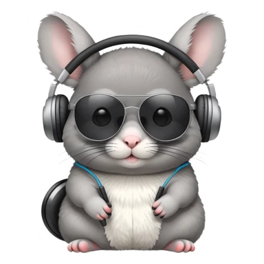 chinchilla with sunglasses and headphones sticker