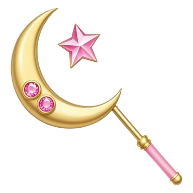 Sailor Moon's Crescent Moon Stick, a pink wand with a gold crescent moon on top and a pink gem in the center sticker