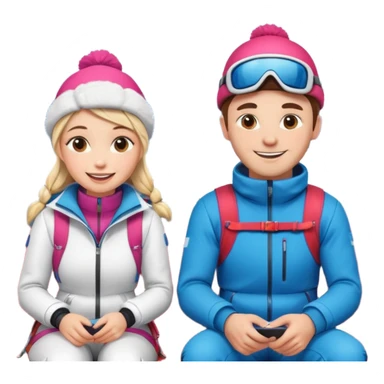 Man  and Woman in Skiing clothesin train sticker