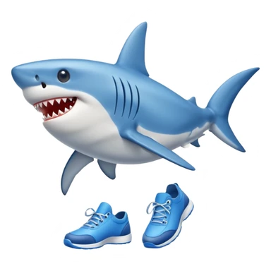 Shark with legs wearing blue shoes sticker
