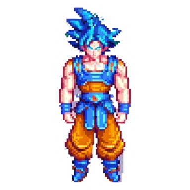 Goku in God mode, full body with detailed armor sticker