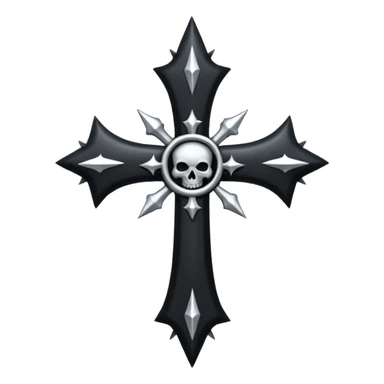 goth black cross with silver spikes sticker