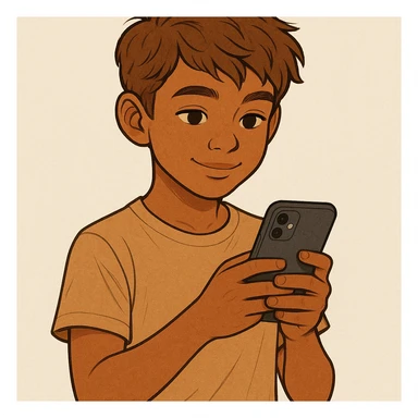 a tan boy with light brown hair holding a phone, style 3 sticker