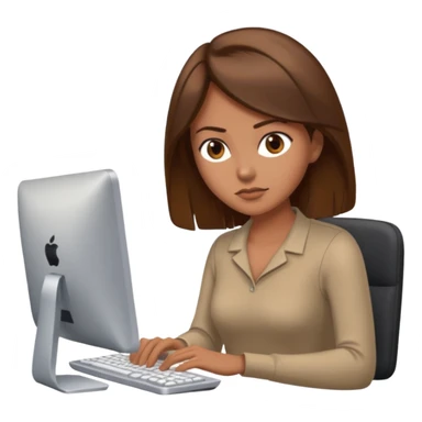 Uma mulher de cabelo castanho que é professora e um pouco brava a trabalhar no computador sticker