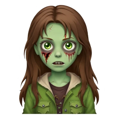 girl zombie with long brown hair and green eyes sticker