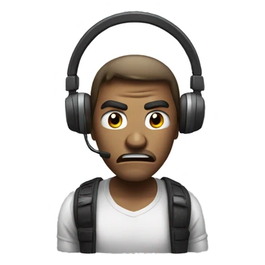 Angry guy with gaming headset sticker