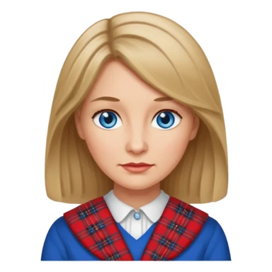 middle   aged female with Scottish red attire and dark blonde hair and blue eyes sticker