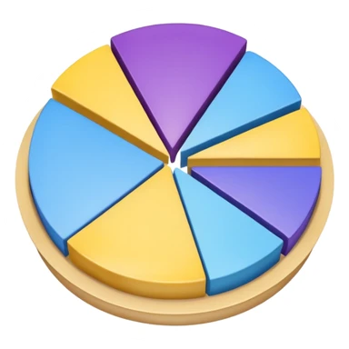 A pie chart with purple, yellow and blue colors only sticker