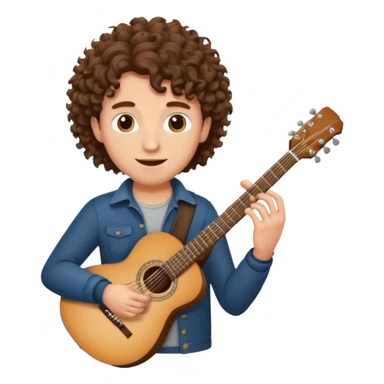 Man with curly hair playing guitar  sticker