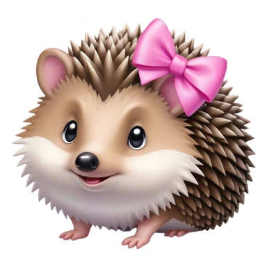 Hedgehog with pink bow in the snow sticker