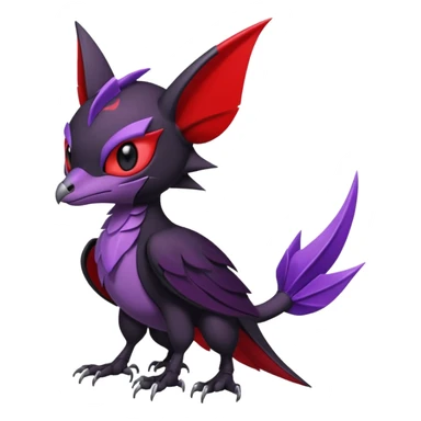 Dark edgy cute black red purple Noibat-Noivern-Nargacuga-Trico-Draco-Fakémon-Pokémon-hybrid-fusion sticker