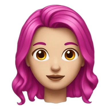 White girl with a magenta hair sticker