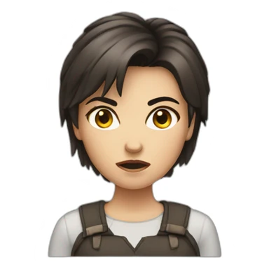 brunet girl with short hair angry sticker