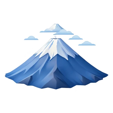 Mount Fuji with muted blue and white colors, not bright sticker
