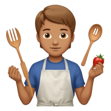 Guy with light brown hair cooking sticker