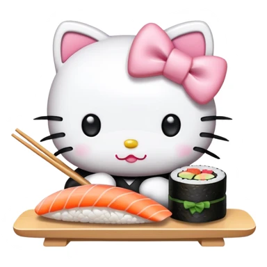 Hello kitty eat sushi sticker