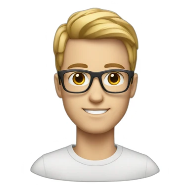 a white ai young man with smart glasses inteligent sticker