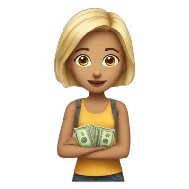 Girl receive dinero sticker