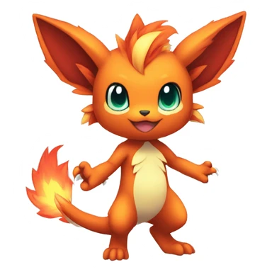 a anthro chibi-style fire-type Fakémon-hybrid full body sticker