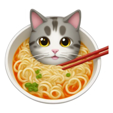 cat in a ramen soup sticker