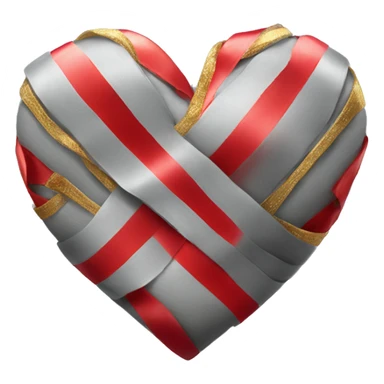 Grey heart with red ribbon that has gold details sticker