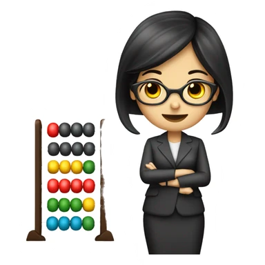 Dark haired lady accountant with abacus sticker