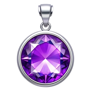 extra close-up round cut purple sugilite holographic gem with silver frame charm, simple and clean, no gemstone accents sticker