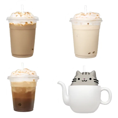 Pusheen with iced coffee sticker