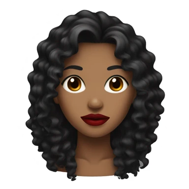 Head, woman dark tan skin with long black curly hair, red lipstick  sticker