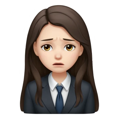 sad brunette girl long hair in buisiness outfit crying emoji sticker