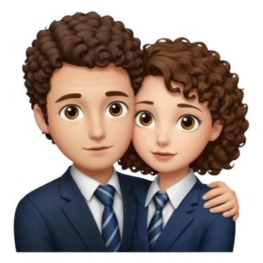 Girl with with sharp eyes tie hair hugging a guy with short curly brown hair sticker