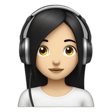 a depressive girl with headphones and straight black hair sticker