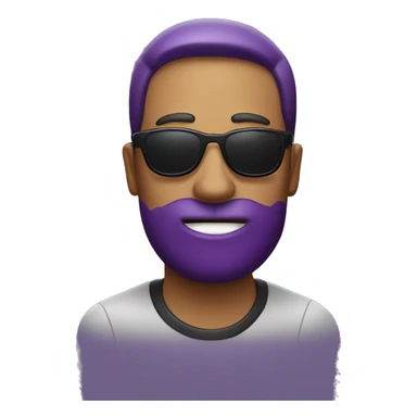 A guy wearing sunglasses with a eggplant in his mouth sticker