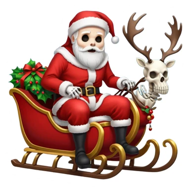 Grim reaper as Santa with a sleigh and skeleton reindeer sticker