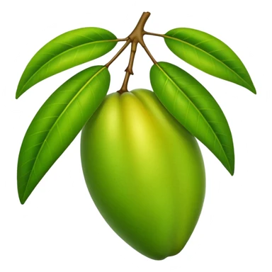 A green mango with leaves sticker