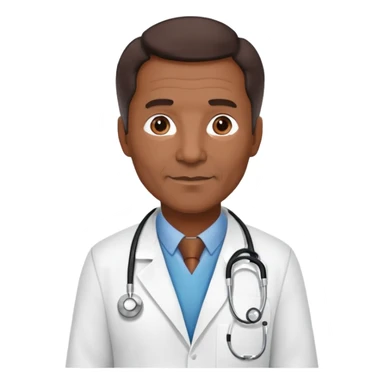 mature 60 year old male doctor with stethoscope, dark brown hair, medium-dark skin tone, cinnamon skin tone, professional sticker