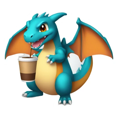 cute charizard drink a coffee sticker