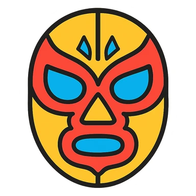 máscara de luchador mexicano, estilo colorido, detalles tradicionales sticker