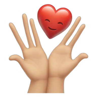 smiley face with two hands creating a heart on the head sticker