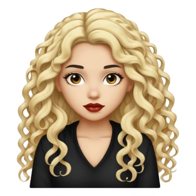 split dye leftside blonde rightside black long curly hair, pretty pale Latina bratz baddie sticker