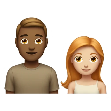 young tan Man with straight hair and young ginger woman cuddle sticker