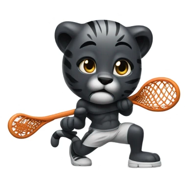 Panther playing lacrosse sticker