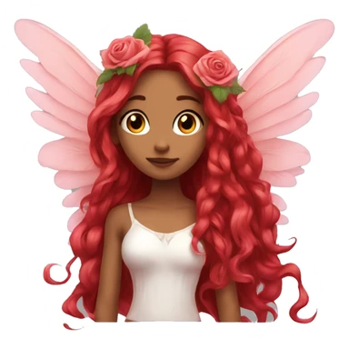 big wings, rose, Beautiful, fairy, red, long hair sticker