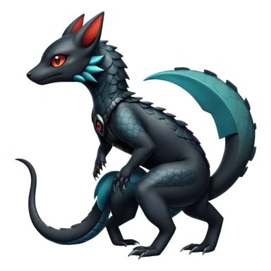 Modern Futuristic Scaly Cyber-Salandit-Umbreon-Litten-Hybrid (Full body) sticker