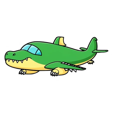 A crocodile that is half plane sticker