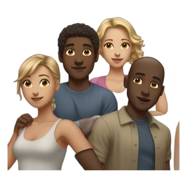 five black guys standing behind a light-skinned girl sticker